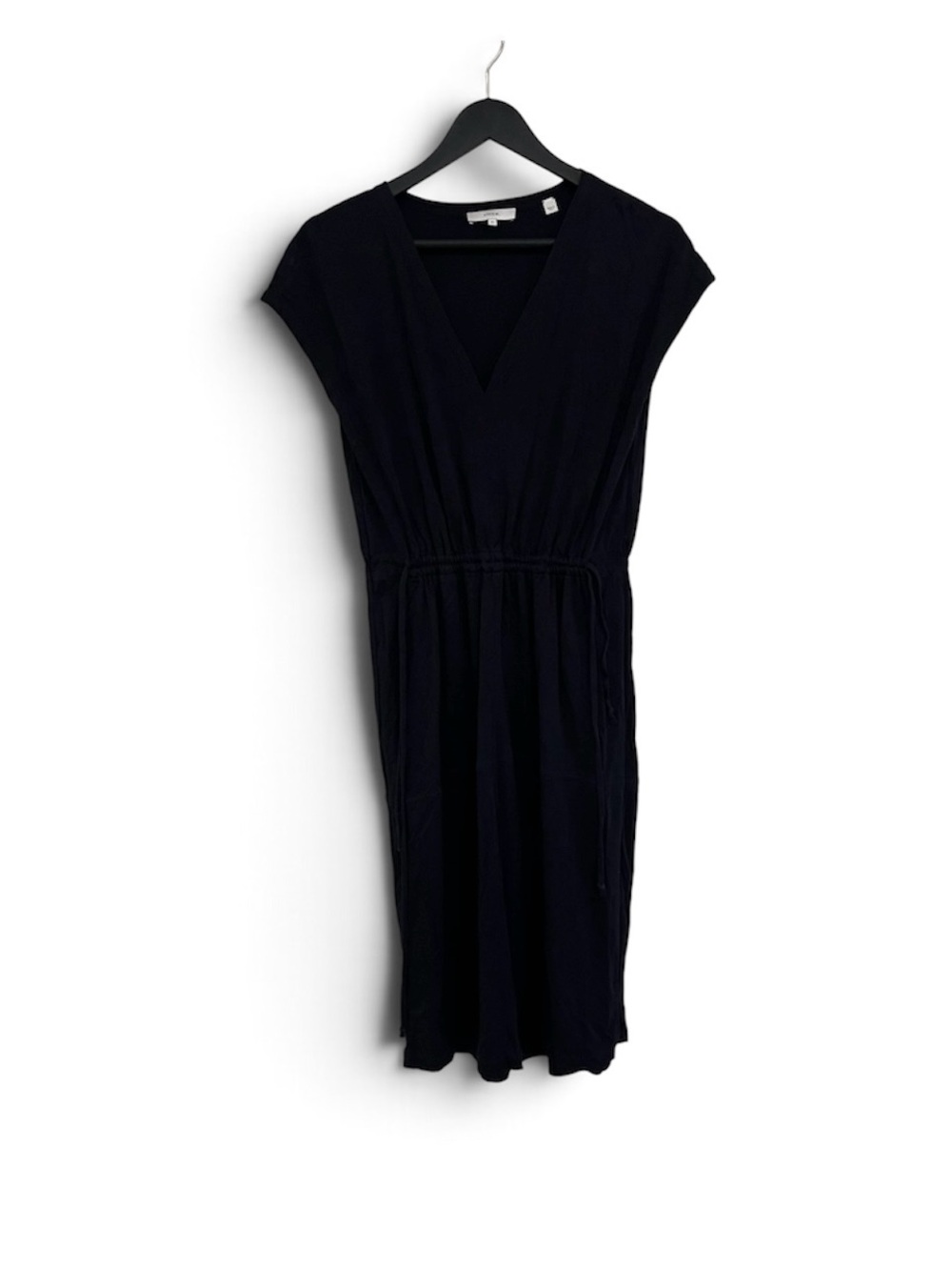 Vince Black V-Neck Drawstring Waist Dress